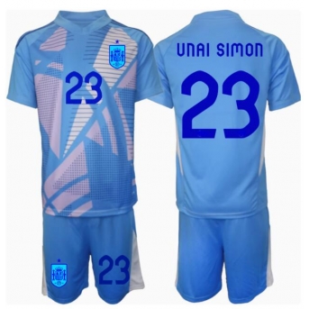 Spagna Unai Simon #23 Portiere Maglia Gara Casa Repliche Europei 2024 Bambino